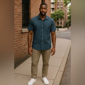 Van Heusen Blue Geometric Casual Shirt
